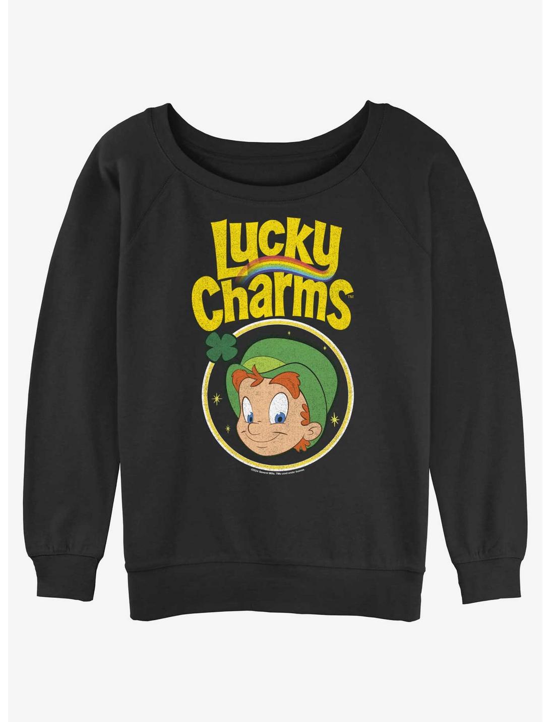 Lucky Charms Lucky Leprechaun Womens Slouchy Sweatshirt, BLACK, hi-res
