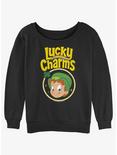 Lucky Charms Lucky Leprechaun Womens Slouchy Sweatshirt, BLACK, hi-res