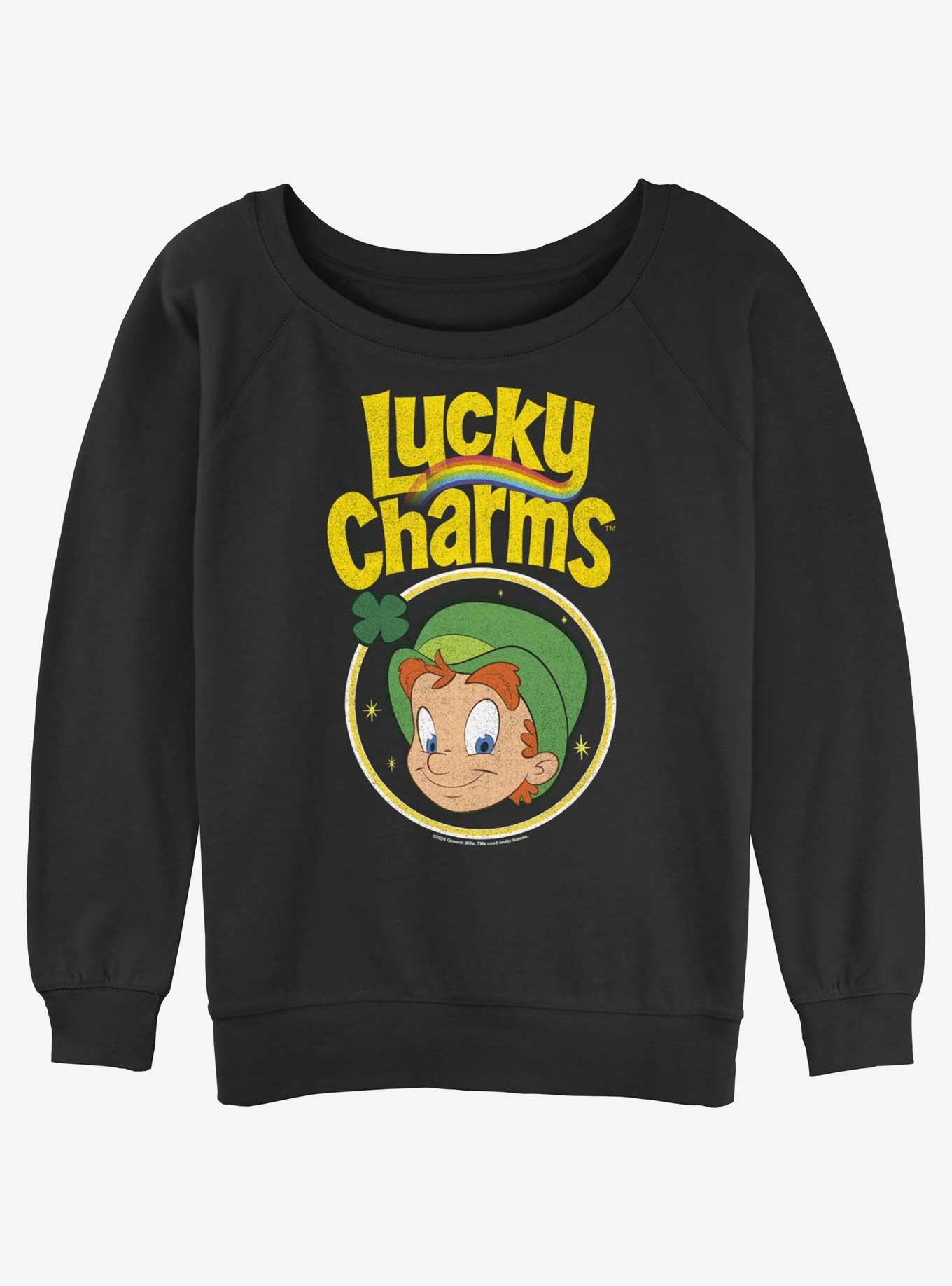 Lucky Charms Lucky Leprechaun Womens Slouchy Sweatshirt, BLACK, hi-res