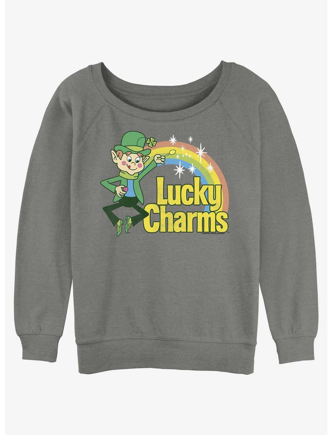 Lucky Charms Logo Womens Slouchy Sweatshirt, GRAY HTR, hi-res