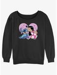 Disney Lilo & Stitch Valentines Kisses Womens Slouchy Sweatshirt, BLACK, hi-res