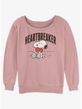 Peanuts Snoopy Heartbreaker Womens Slouchy Sweatshirt, DESERTPNK, hi-res