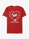 Peanuts Snoopy Too Cool Heart T-Shirt, RED, hi-res