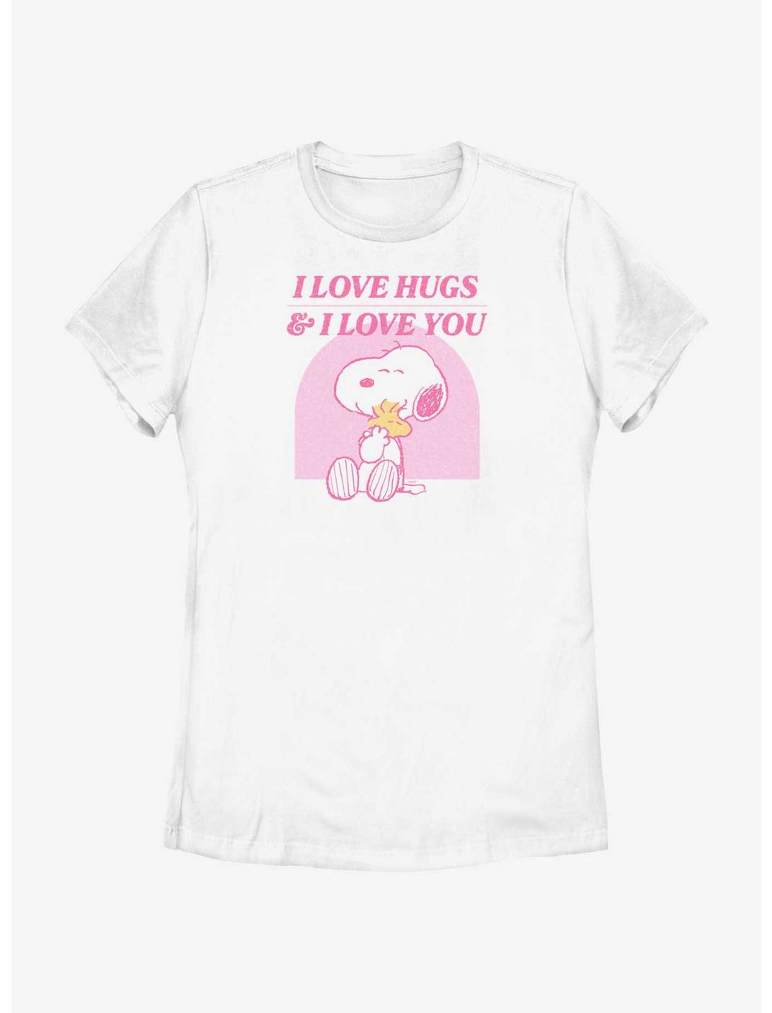 Peanuts Snoopy & Woodstock I Love Hugs And You Womens T-Shirt, WHITE, hi-res