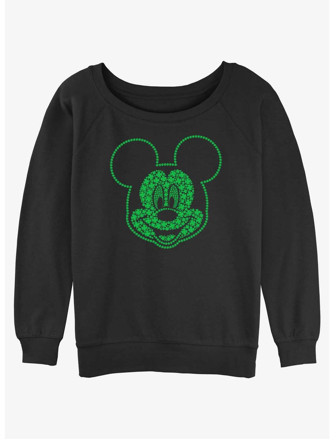 Disney Mickey Mouse Mickey Shamrocks Womens Slouchy Sweatshirt, BLACK, hi-res