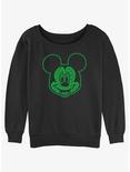 Disney Mickey Mouse Mickey Shamrocks Womens Slouchy Sweatshirt, BLACK, hi-res