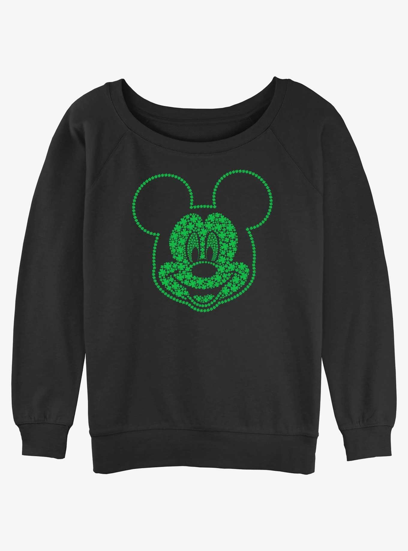 Disney Mickey Mouse Mickey Shamrocks Womens Slouchy Sweatshirt, BLACK, hi-res