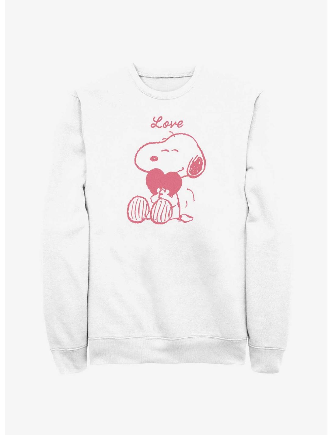 Peanuts Snoopy Heart Sweatshirt, WHITE, hi-res