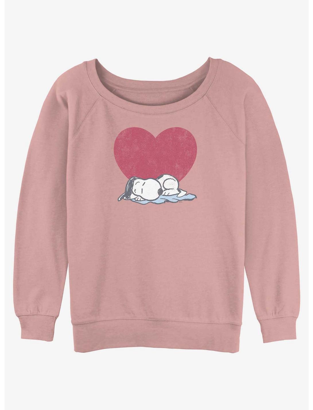Peanuts Snoopy Heart Womens Slouchy Sweatshirt, DESERTPNK, hi-res
