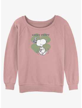 Peanuts Lucky Puppy Womens Slouchy Sweatshirt, , hi-res