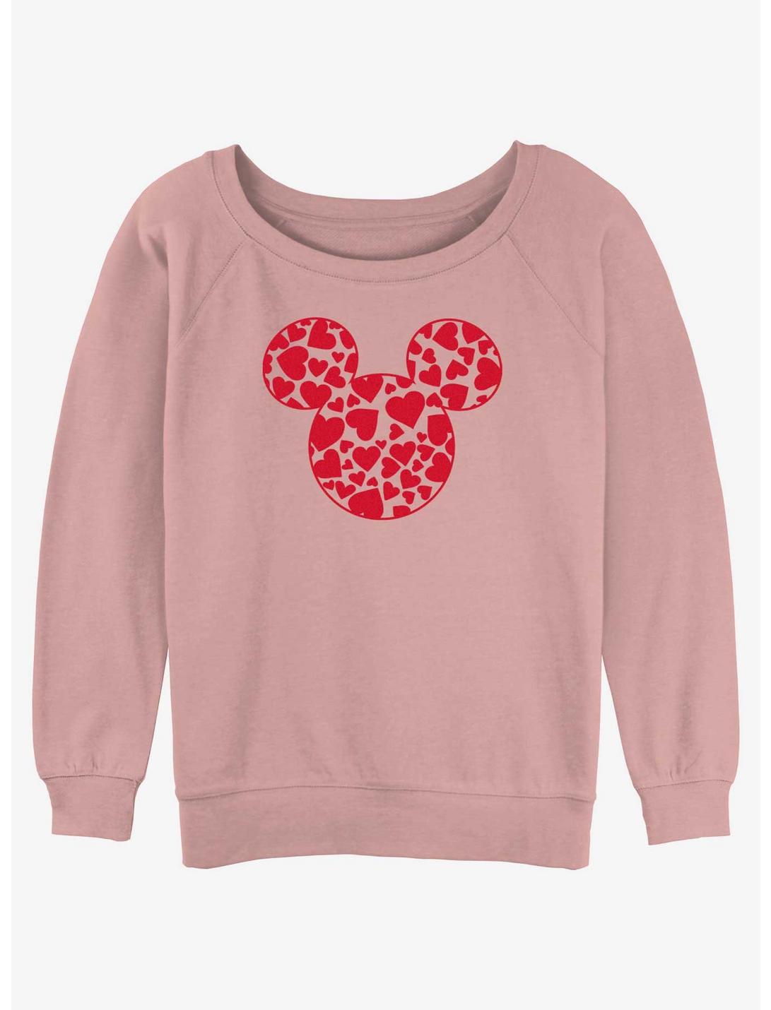 Disney Mickey Mouse Heart Ears Womens Slouchy Sweatshirt, DESERTPNK, hi-res