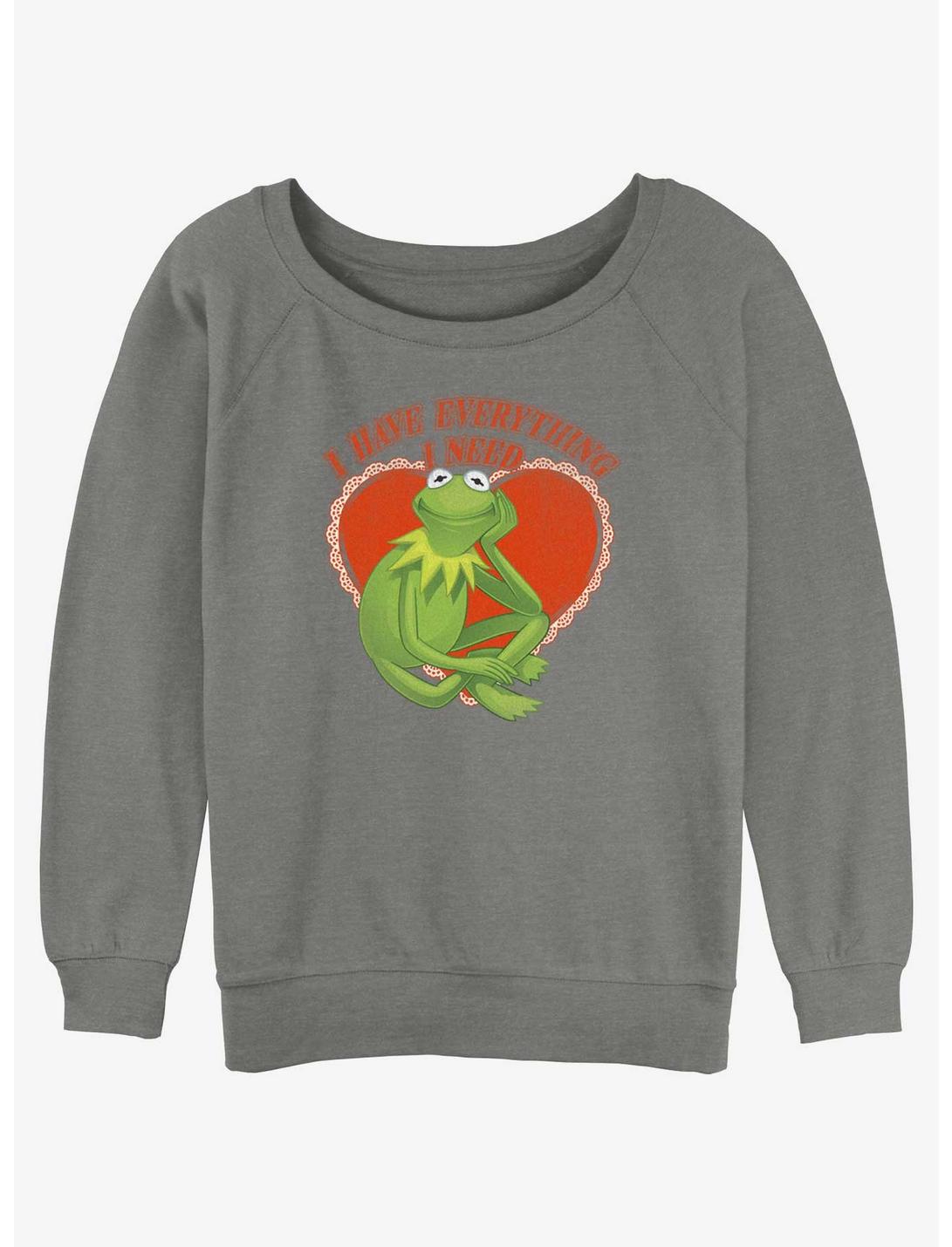 Disney The Muppets Kermit I Have Everything Womens Slouchy Sweatshirt, GRAY HTR, hi-res