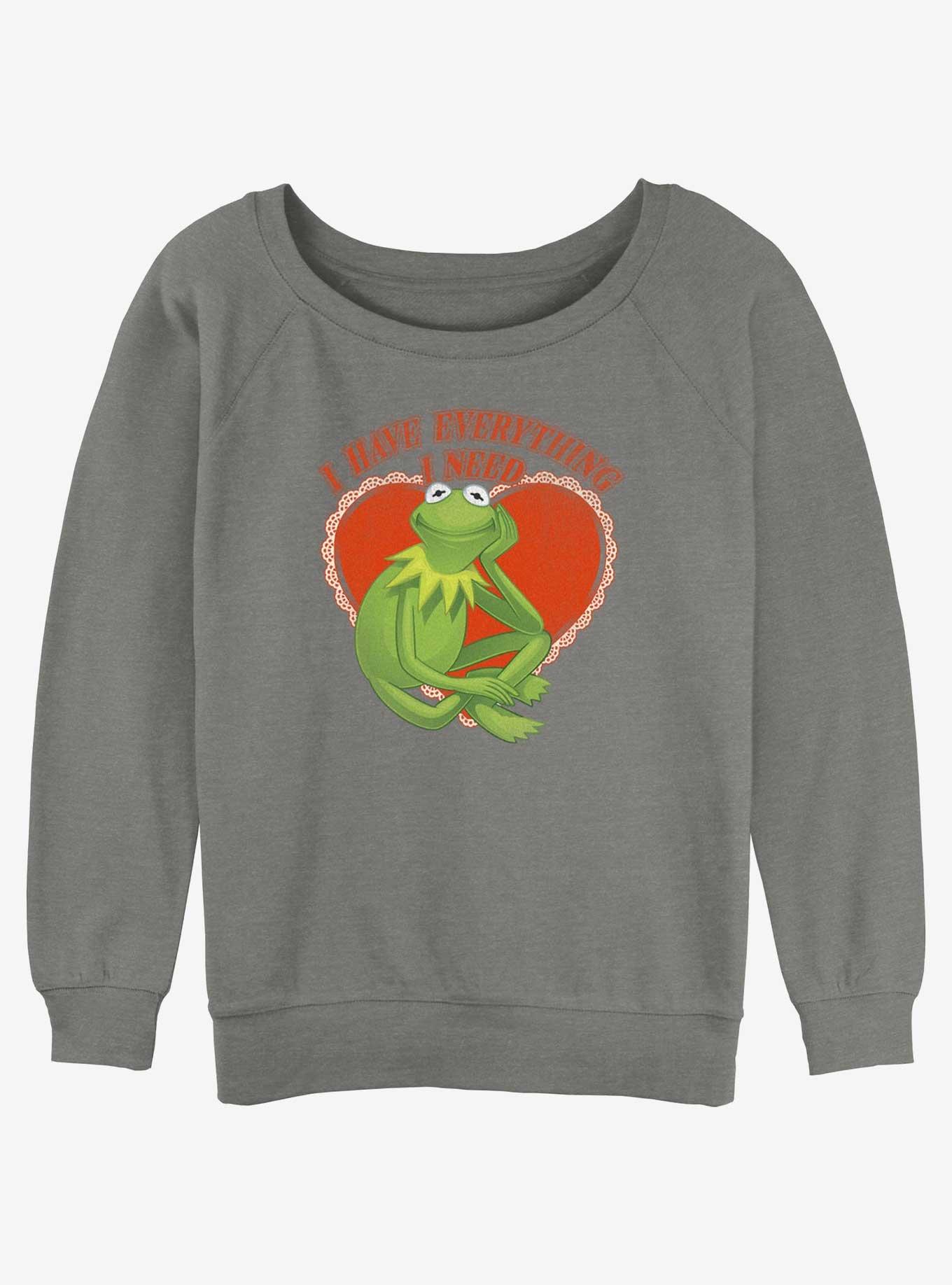 Disney The Muppets Kermit I Have Everything Womens Slouchy Sweatshirt, GRAY HTR, hi-res