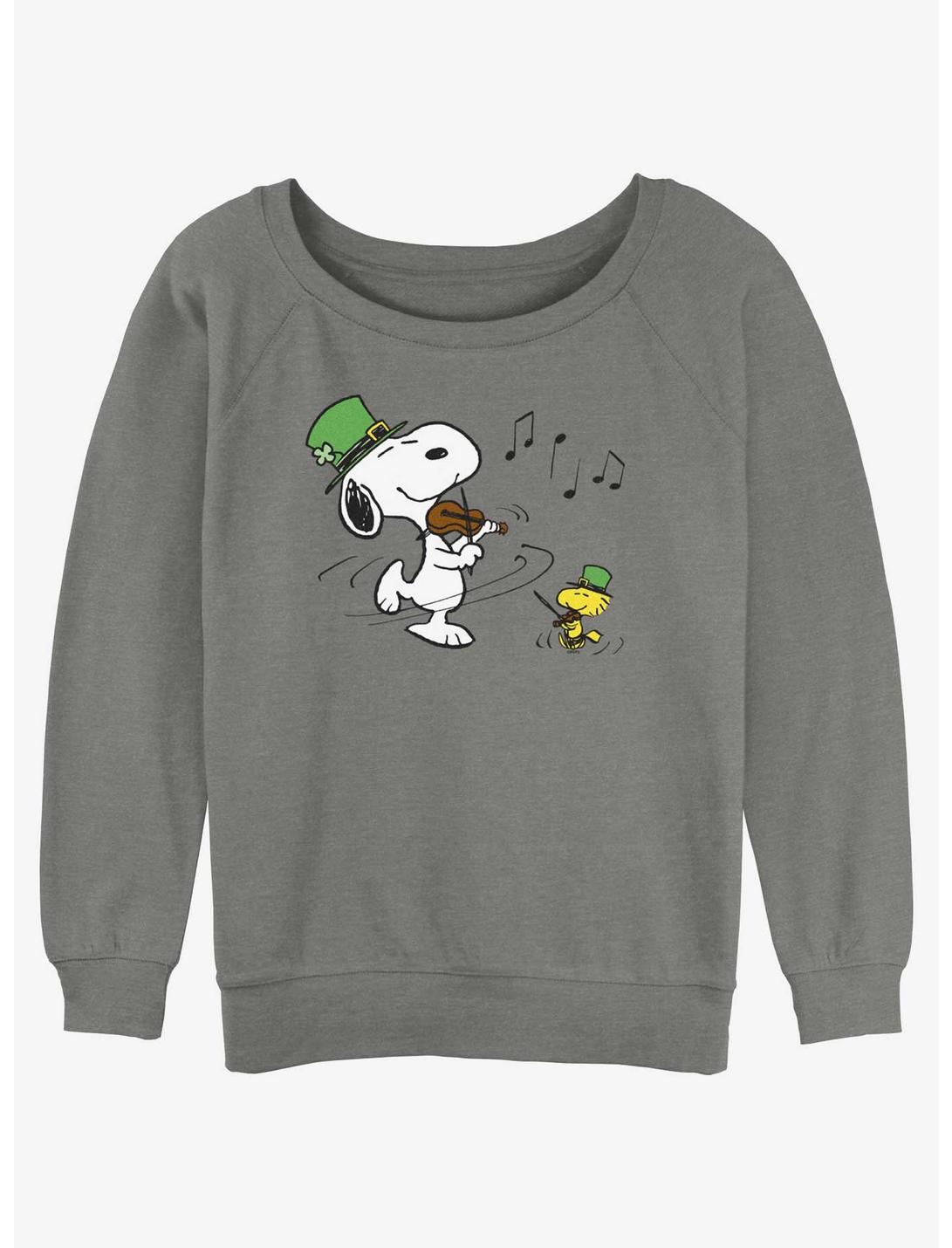 Peanuts St. Patricks Fun Womens Slouchy Sweatshirt, GRAY HTR, hi-res