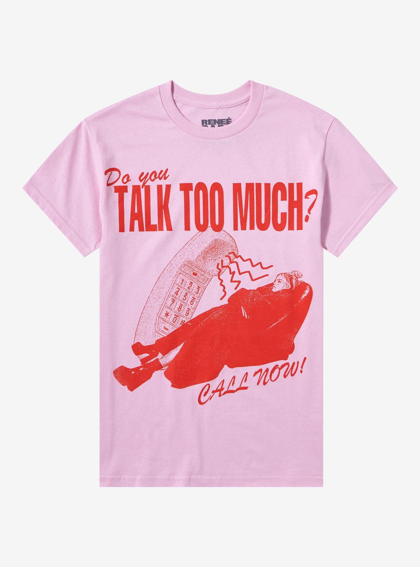 Renee Rapp Talk Too Much Boyfriend Fit Girls T-Shirt, PINK, hi-res