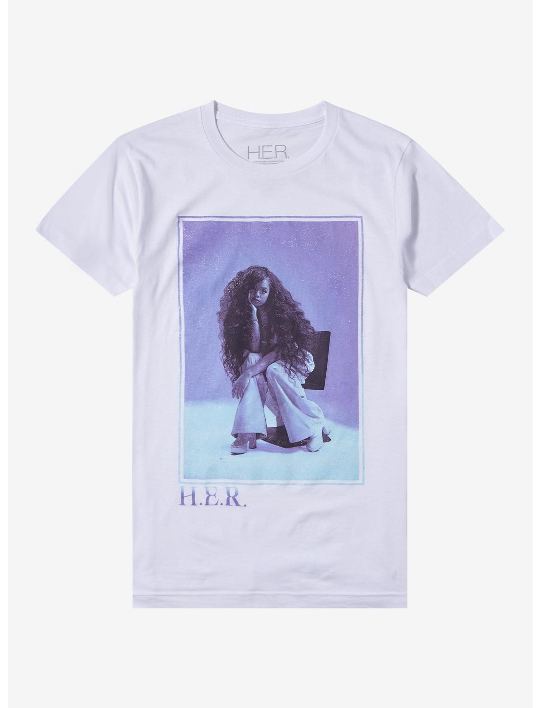 H.E.R. Glitter Portrait Boyfriend Fit Girls T-Shirt, BRIGHT WHITE, hi-res