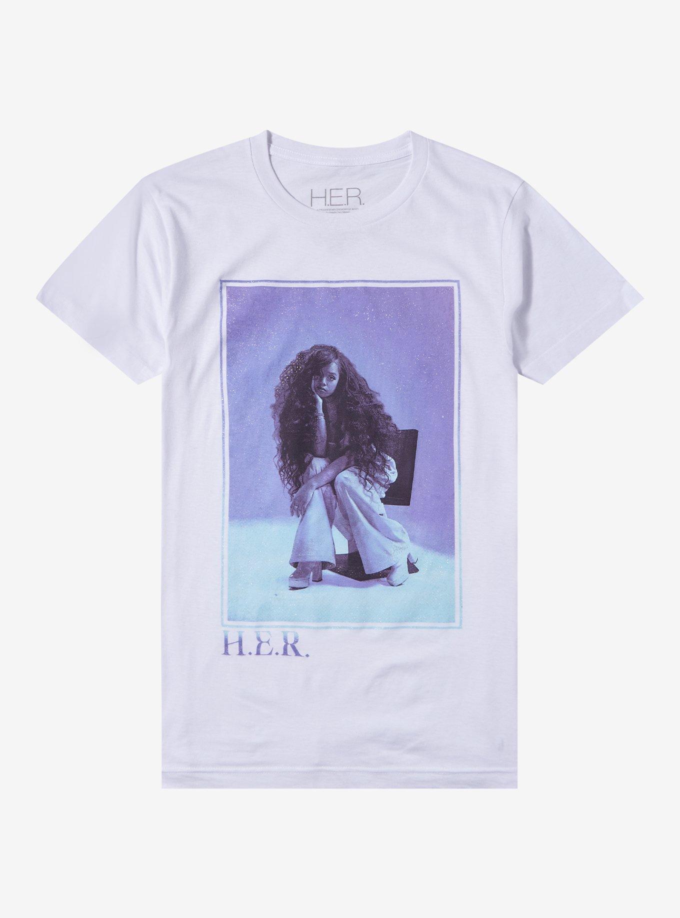 H.E.R. Glitter Portrait Boyfriend Fit Girls T-Shirt, BRIGHT WHITE, hi-res