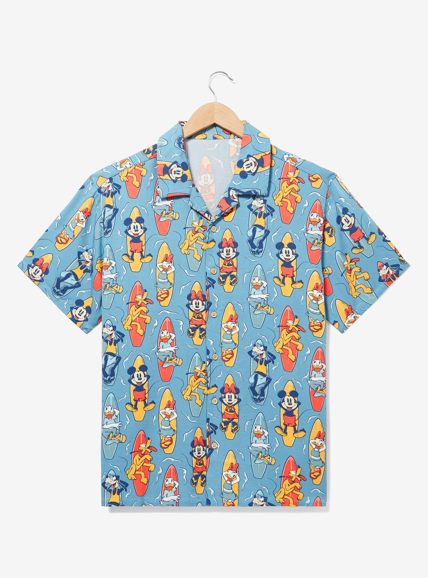 Disney Mickey and Friends Surfboard Summer Woven Shirt — BoxLunch Exclusive, , hi-res
