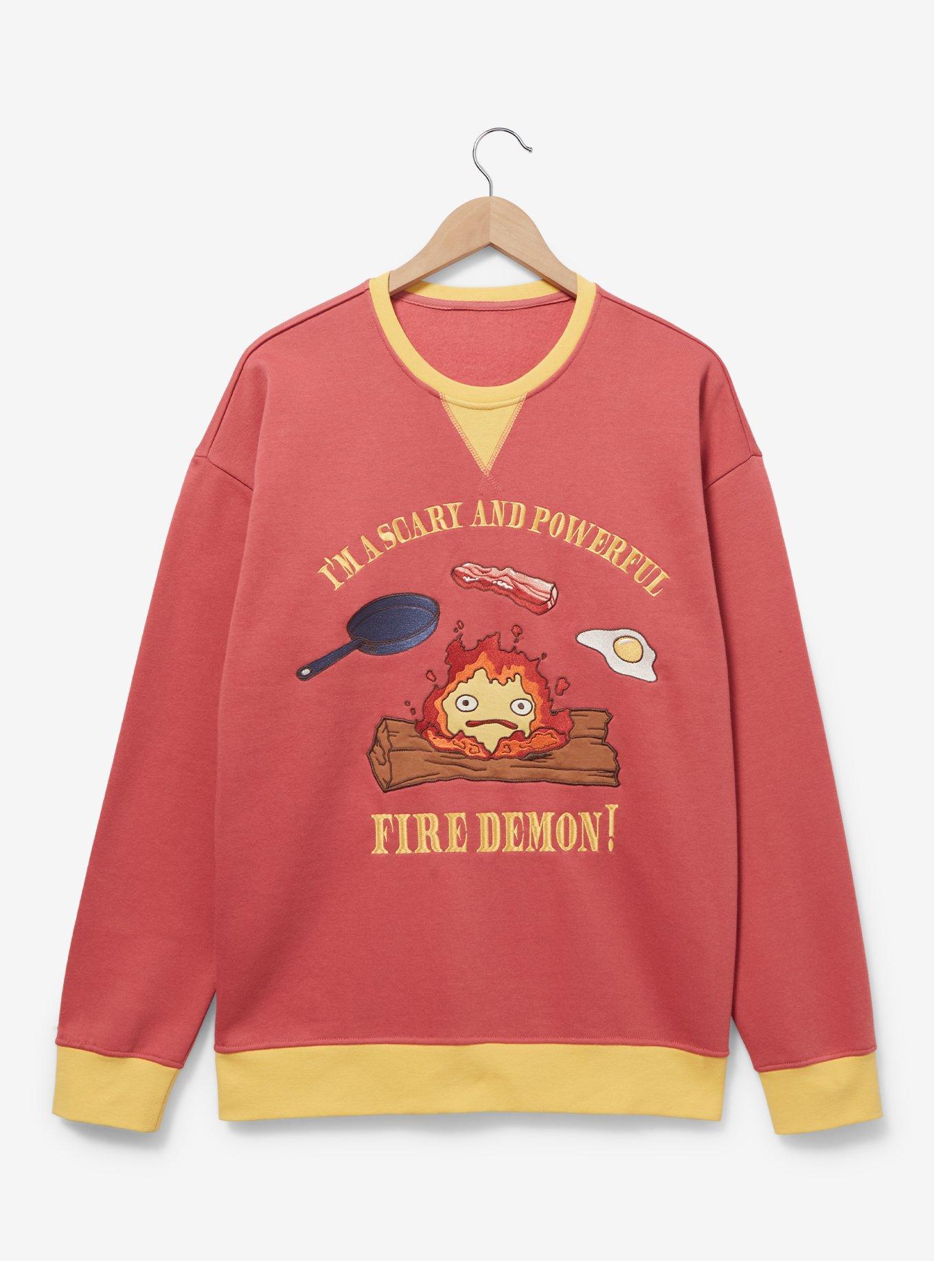Studio Ghibli Howl's Moving Castle Calcifer Crewneck &mdash; BoxLunch Exclusive, ORANGE, hi-res