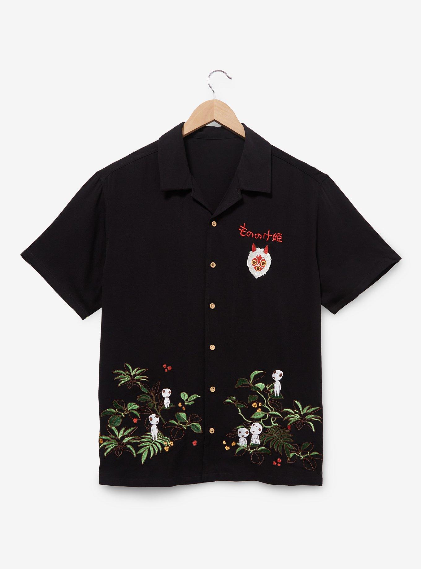 Studio Ghibli Princess Mononoke Kodama Woven Button-Up - BoxLunch Exclusive, BLACK, hi-res