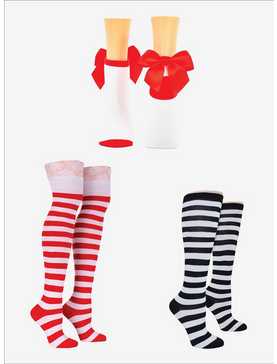 Red Accented 3-Pair Socks Bundle, , hi-res