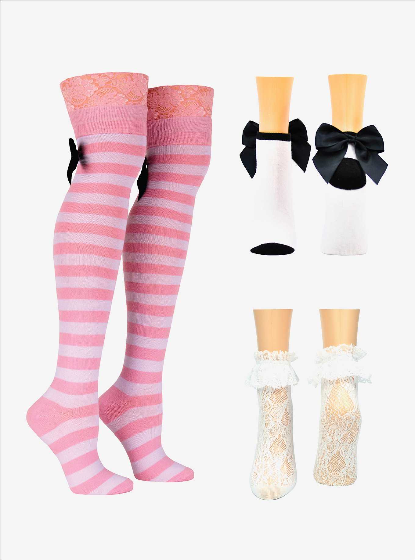 Pink Accented 3-Pair Socks Bundle, , hi-res