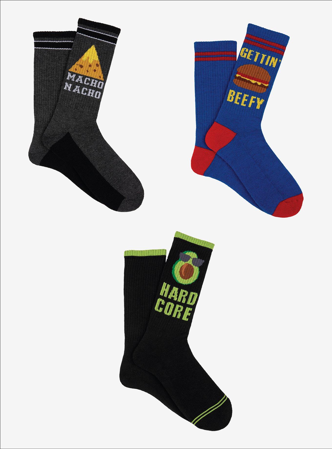 Unisex Novelty Food Athletic 3-Pair Crew Socks
