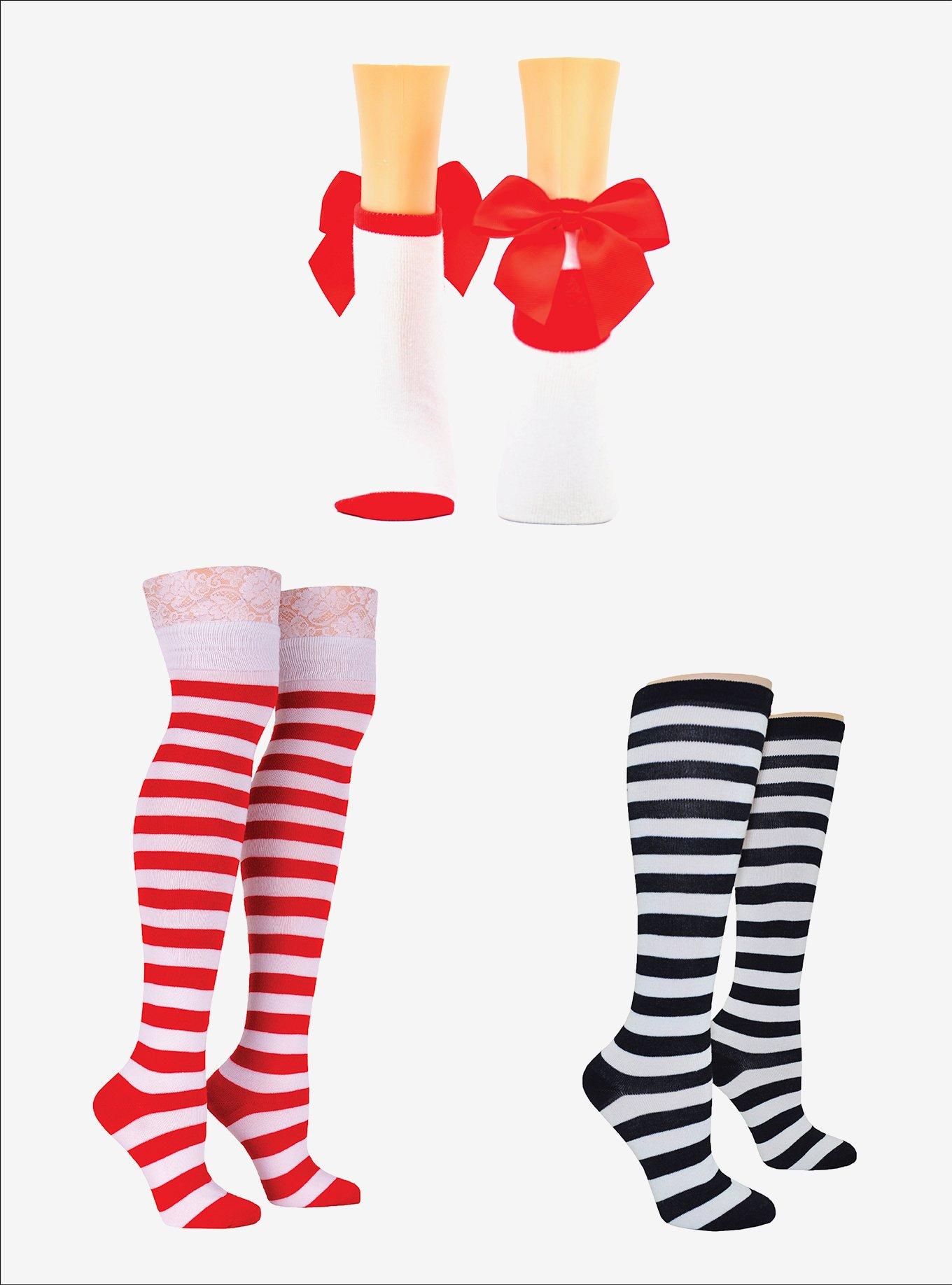 Red Accented 3-Pair Socks Bundle