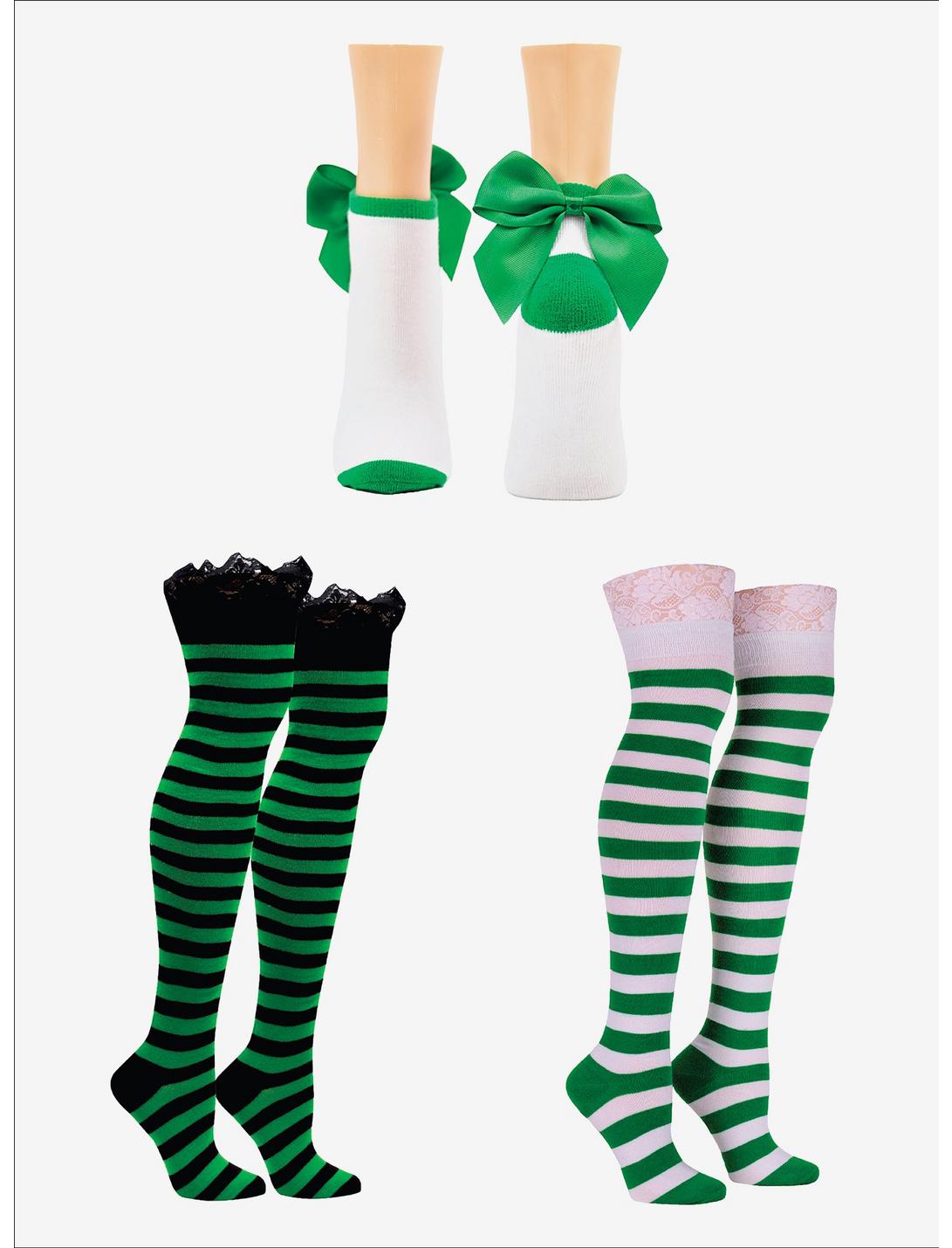 Green Accented 3-pair Socks Bundle, , hi-res