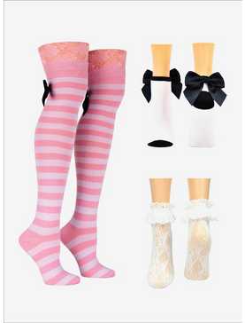 Pink Accented 3-Pair Socks Bundle, , hi-res
