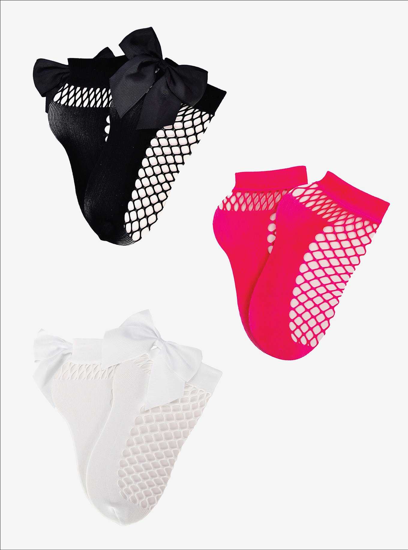 Fishnet 3-Pair Ankle Socks Bundle, , hi-res
