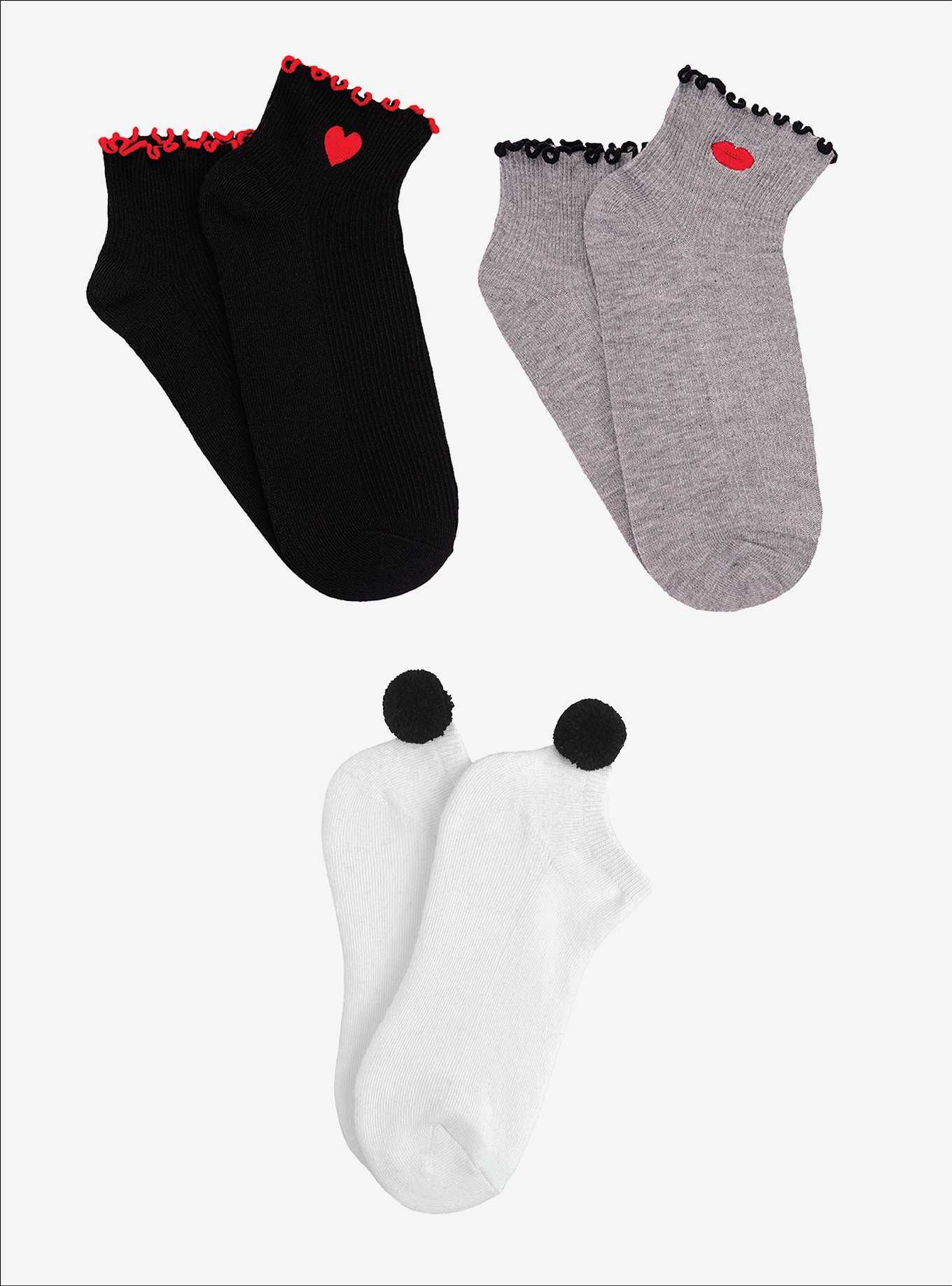 Novelty 3-Pair Ankle Socks Bundle, , hi-res