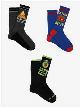 Unisex Novelty Food Athletic 3-Pair Crew Socks, , hi-res