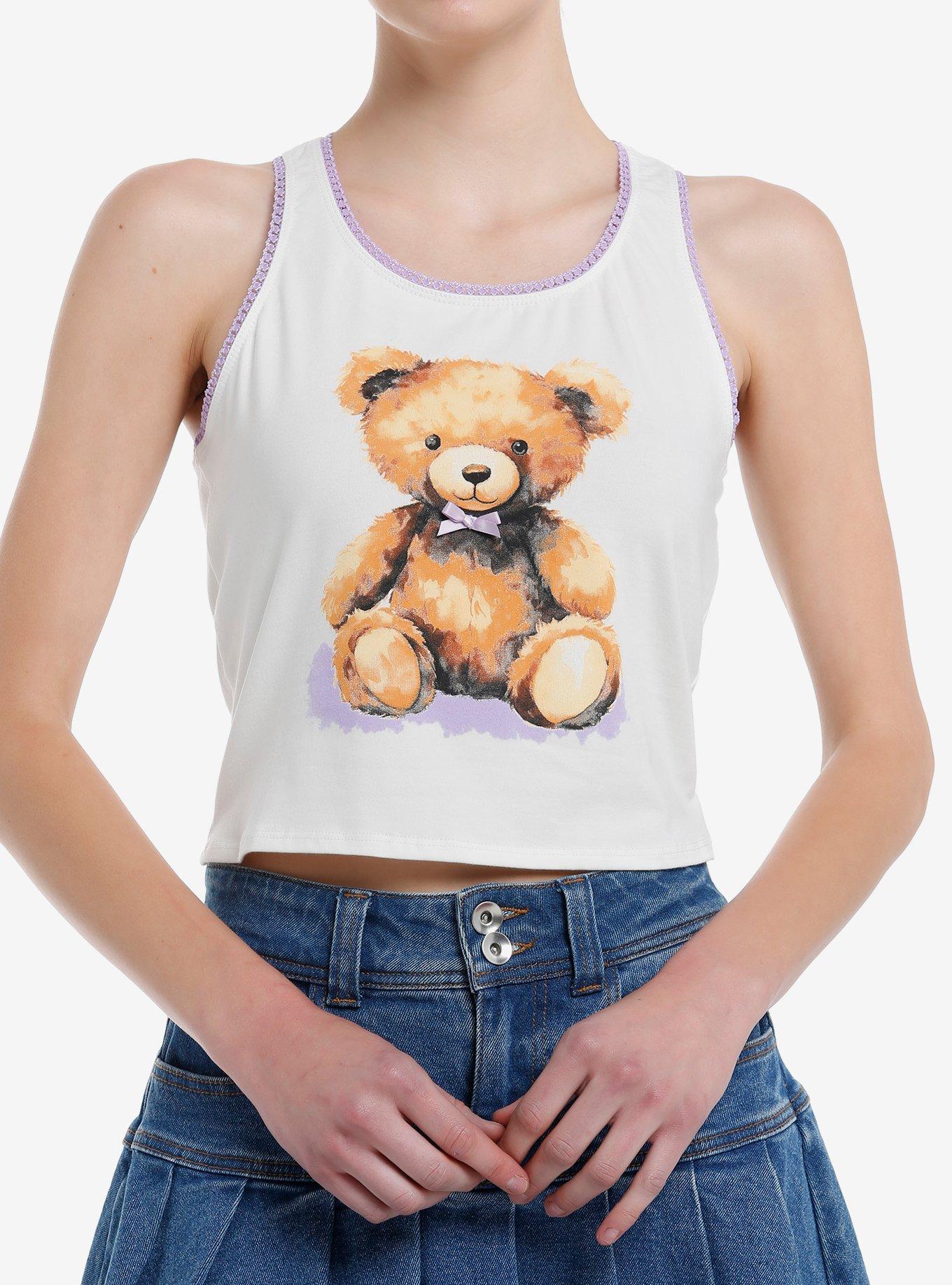 Sweet Society Teddy Bear Lavender Lace Girls Tank Top, , hi-res