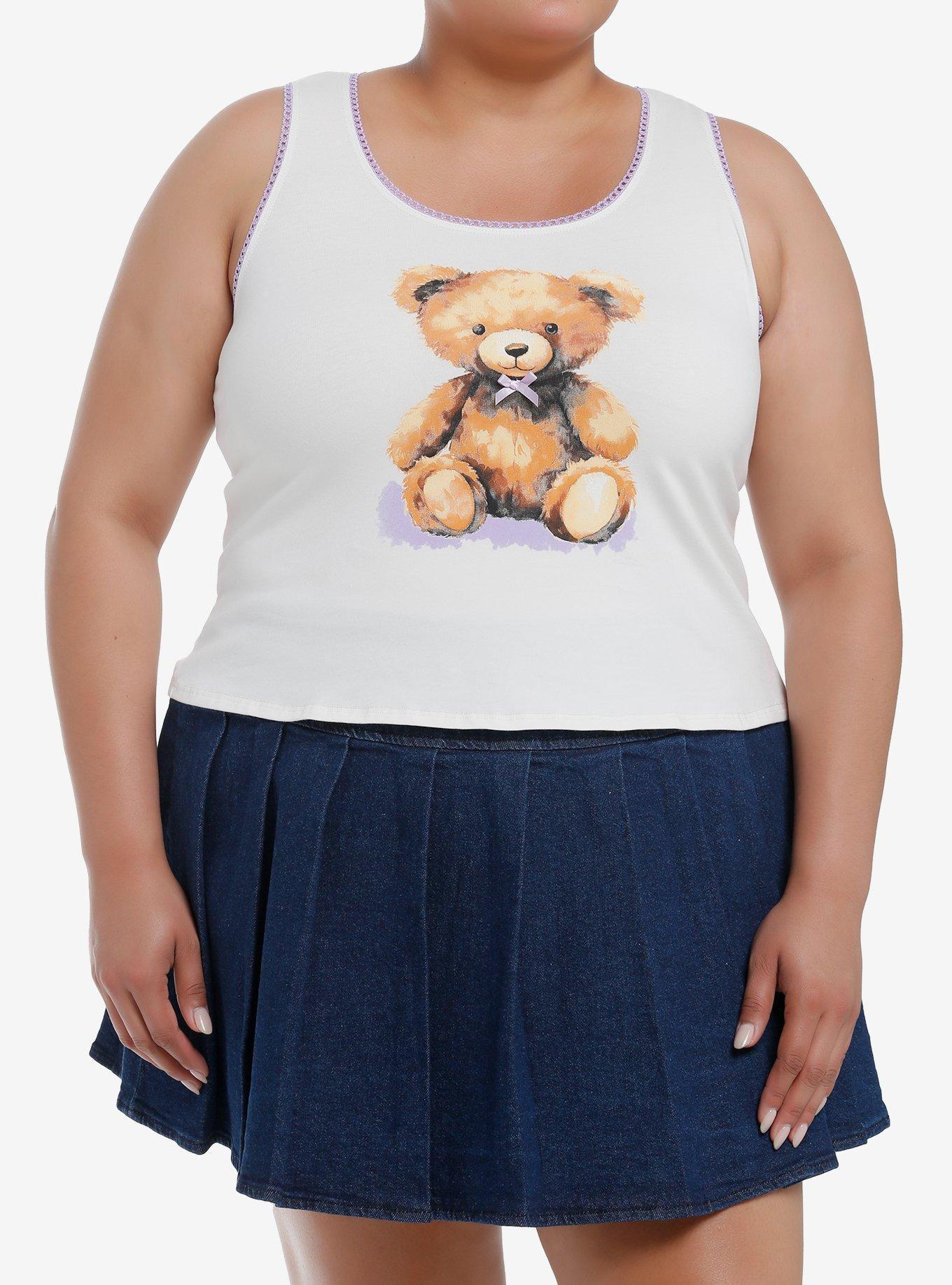Sweet Society Teddy Bear Lavender Lace Girls Tank Top Plus Size, LAVENDER, hi-res