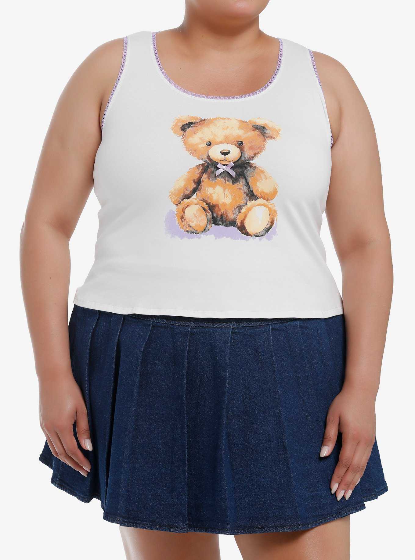 Sweet Society Teddy Bear Lavender Lace Girls Tank Top Plus Size, , hi-res