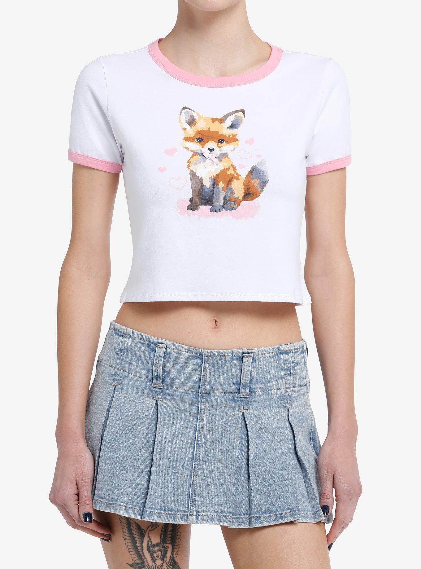 Sweet Society Baby Fox Pink Ringer Girls Baby T-Shirt, PINK, hi-res