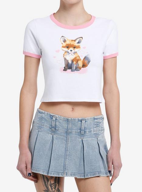 BABYLFoxesGirlsT-Shirt JLサイズHOTTOPIC Sweet Society Baby Fox Pink Ringer Girls Baby T-Shirt | Hot Topic