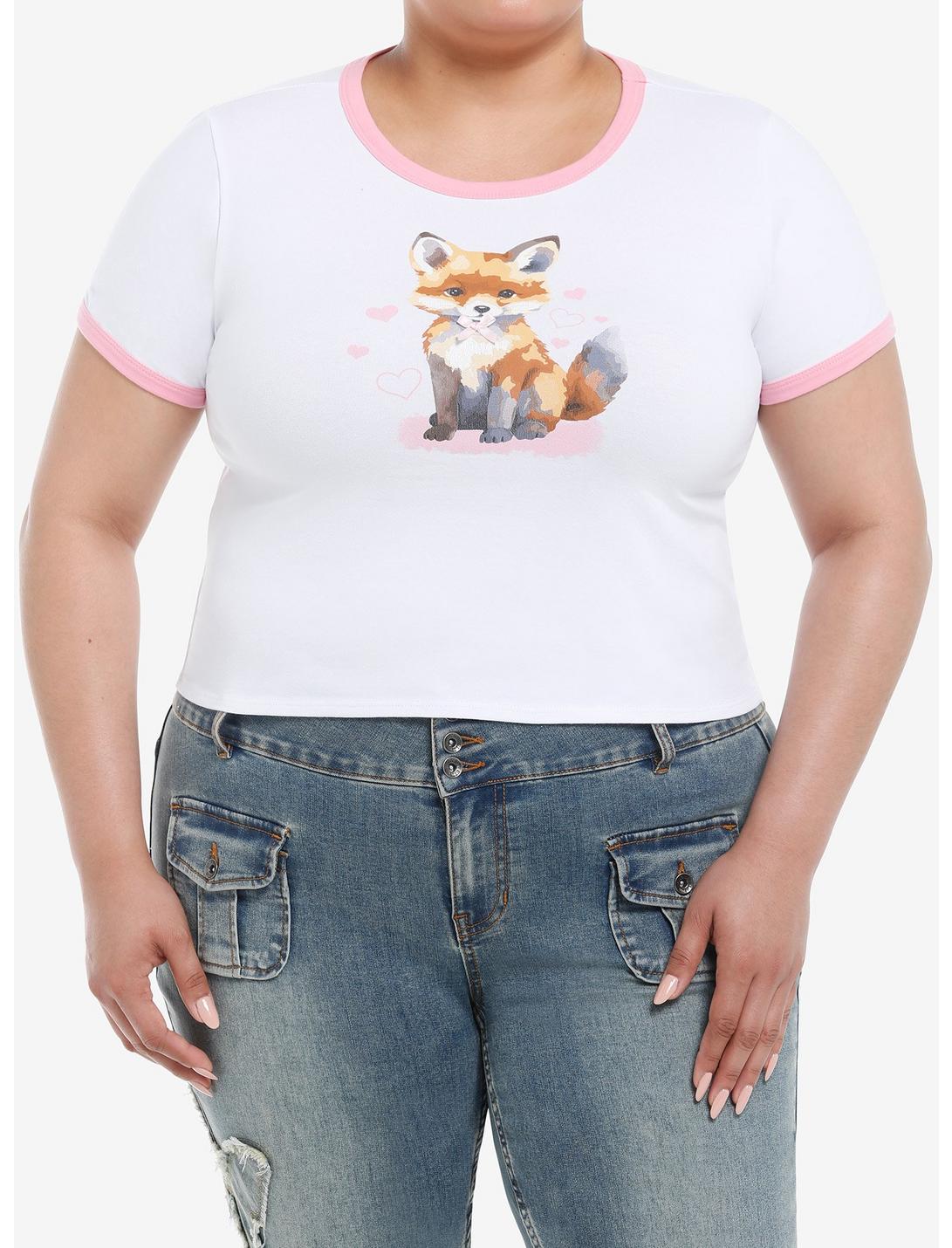 Sweet Society Baby Fox Pink Ringer Girls Baby T-Shirt Plus Size, PINK, hi-res