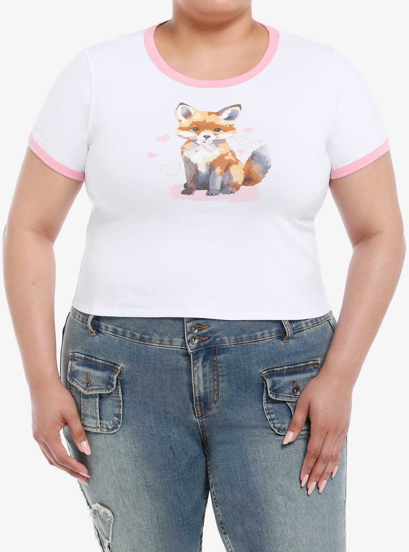 Sweet Society Baby Fox Pink Ringer Girls Baby T-Shirt Plus Size, , hi-res