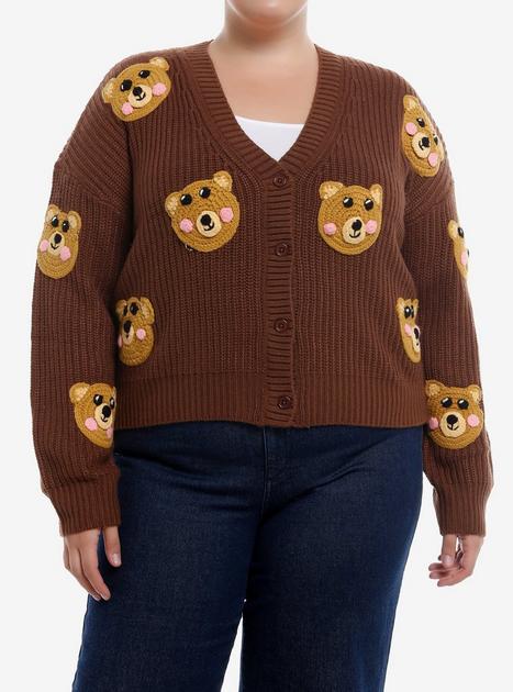 tntntutu - Beige & Charcoal Teddy Plush Knit Cardigan