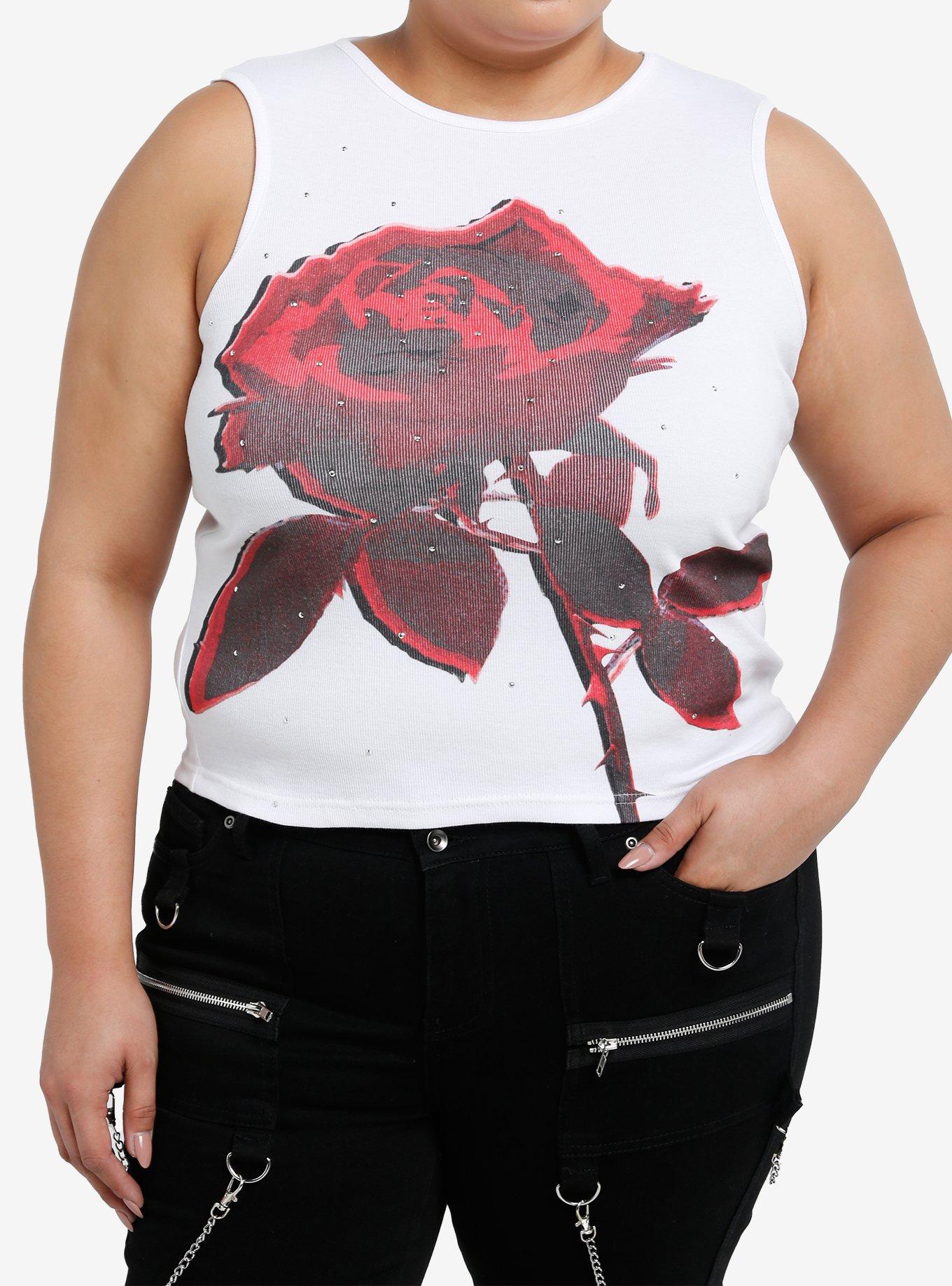 MARKET Daisy Street Red Rose & Rhinestone Girls Tank Top Plus Size