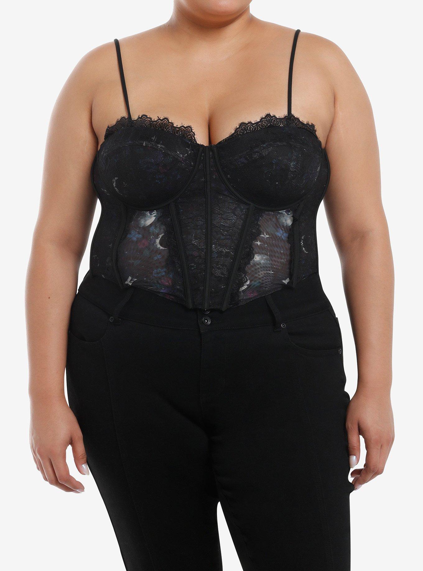 Thorn & Fable Floral Celestial Lace Girls Corset Top Plus Size, , hi-res
