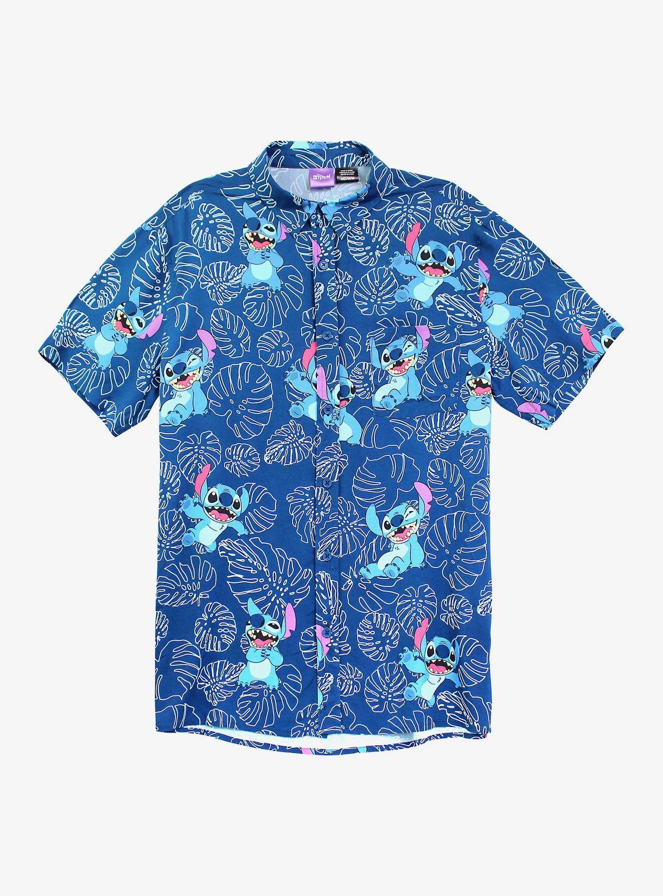 Disney Lilo & Stitch Stitch Plants Woven Button-Up, , hi-res