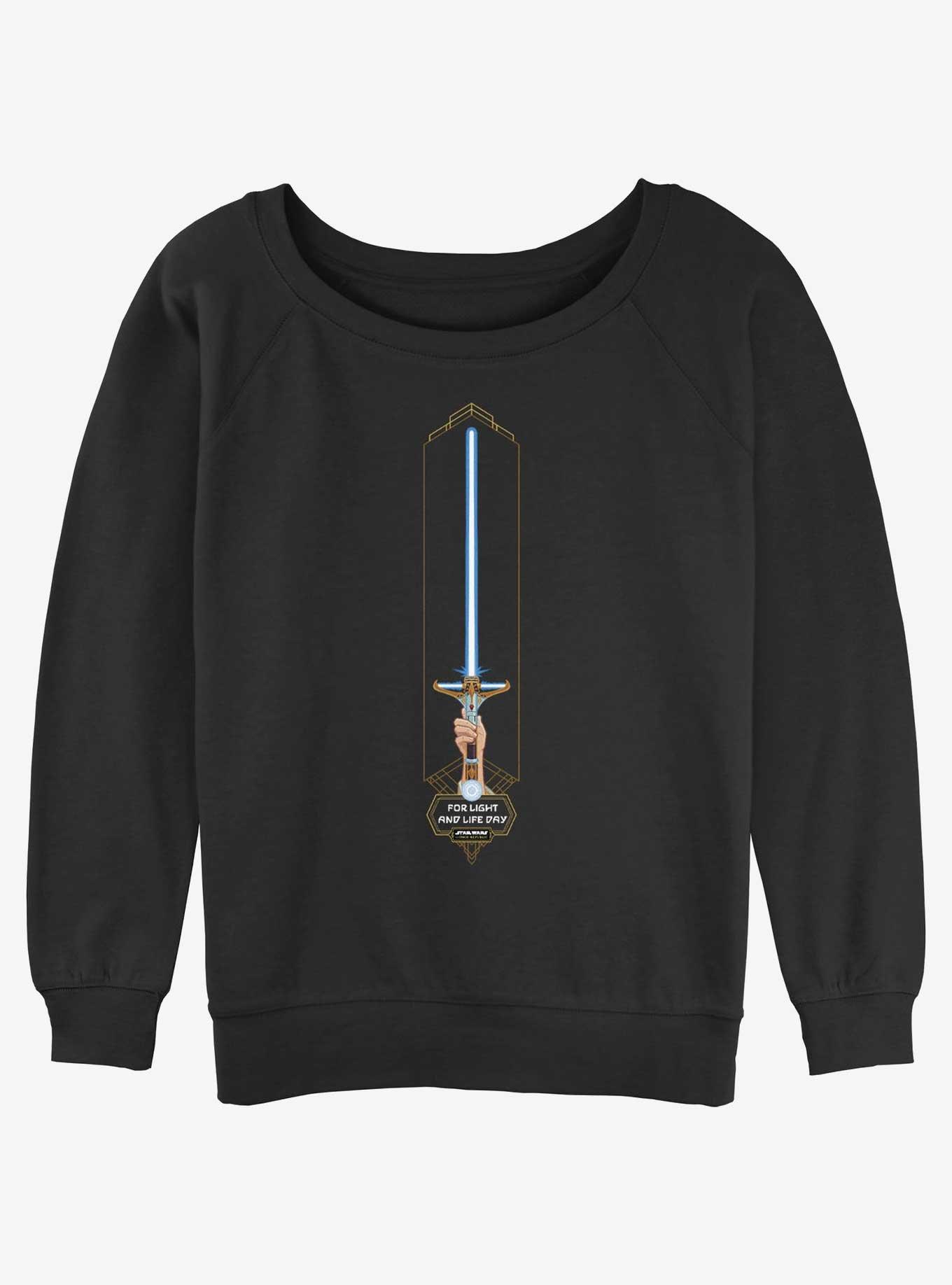 Star Wars Life Day High Republic Lightsaber Womens Slouchy Sweatshirt, BLACK, hi-res