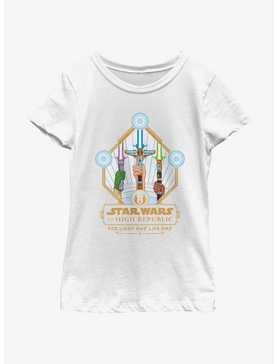 Star Wars Life Day Lightsaber Trio Badge Youth Girls T-Shirt, , hi-res