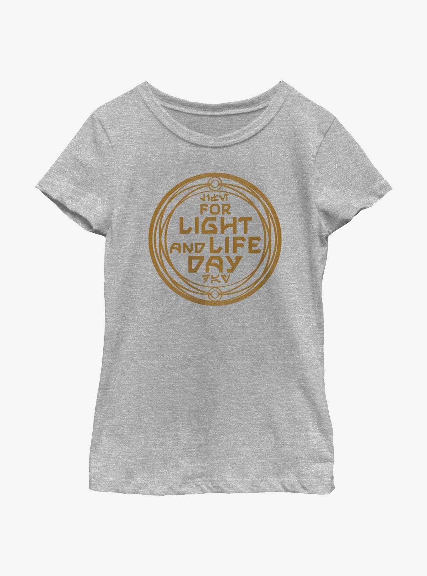 Star Wars For Light And Life Day Badge Youth Girls T-Shirt, ATH HTR, hi-res