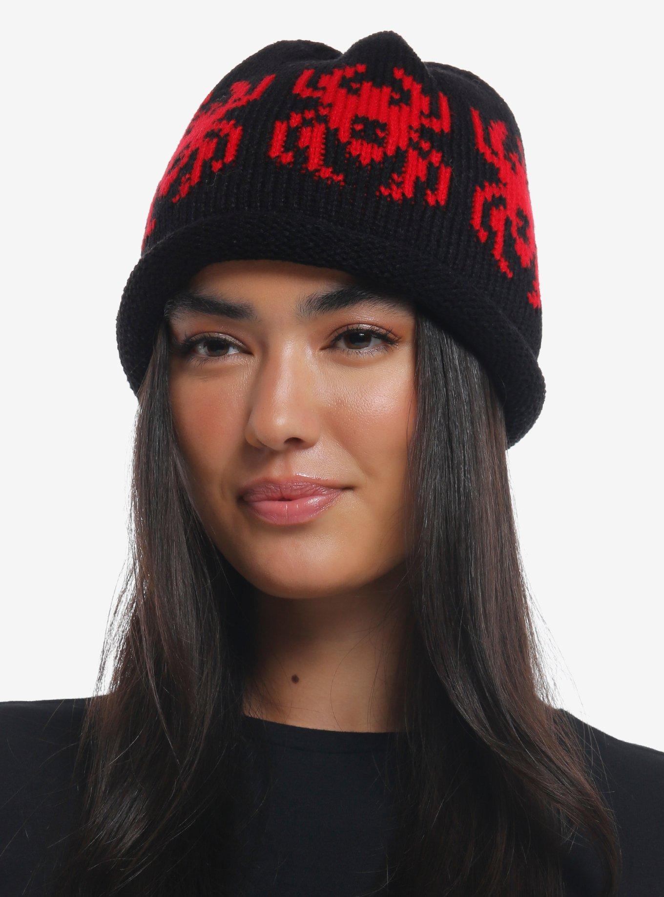 Black & Red Spider Fair Isle Beanie