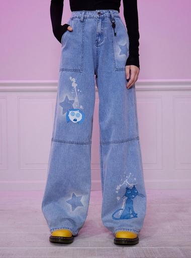 Coraline Spray Paint Wide Leg Jeans Hot Topic