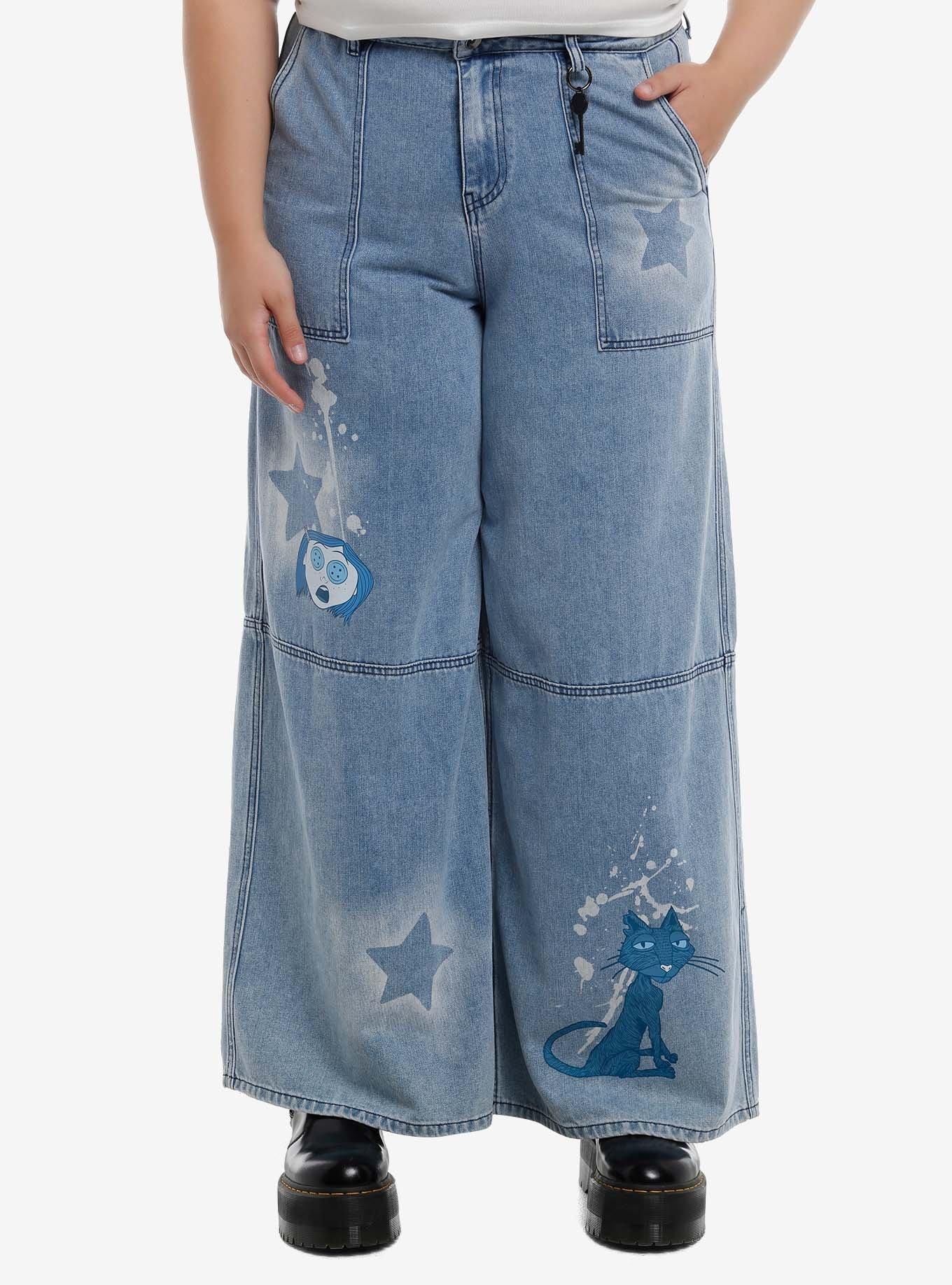 Coraline Spray Paint Wide Leg Jeans Plus Size, , hi-res